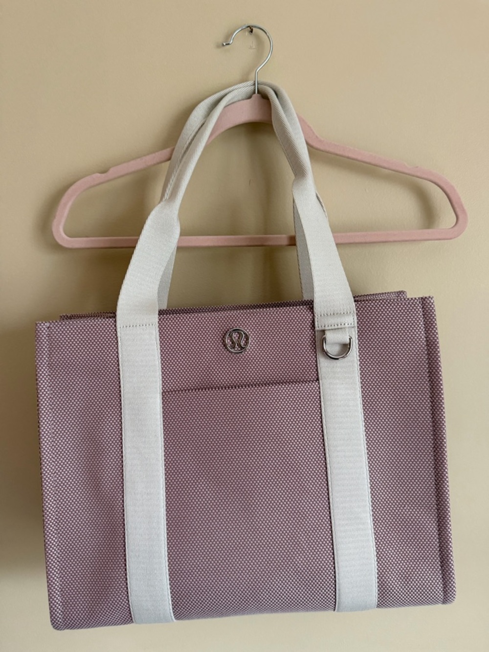 lululemon athletica Dusty Pink Canvas Tote with Cream Straps